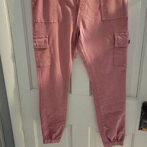 Pink cargo joggers